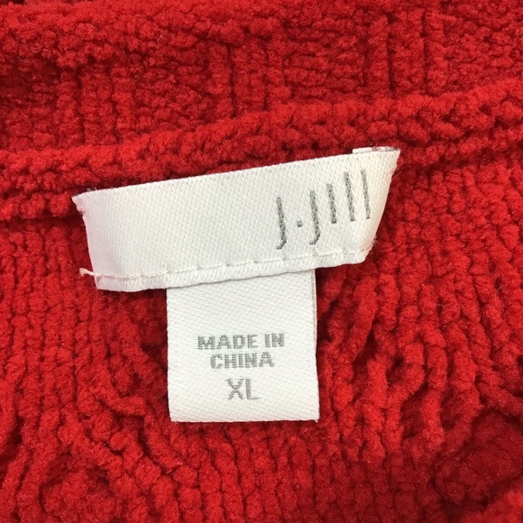 J. JILL Red Cable Knit Chenille Sweater - Picture 4 of 6
